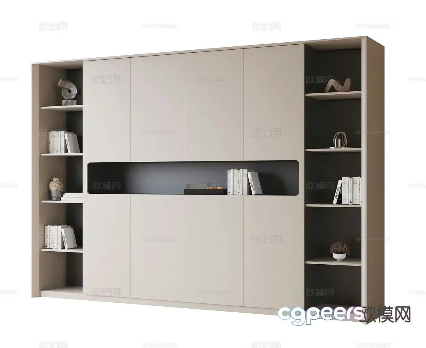 Modern bookcase display cabinet 3d model