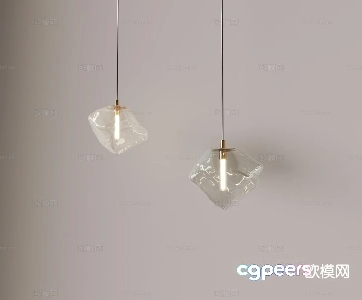 Modern glass chandelier small chandelier fishing line chandelier 3d model