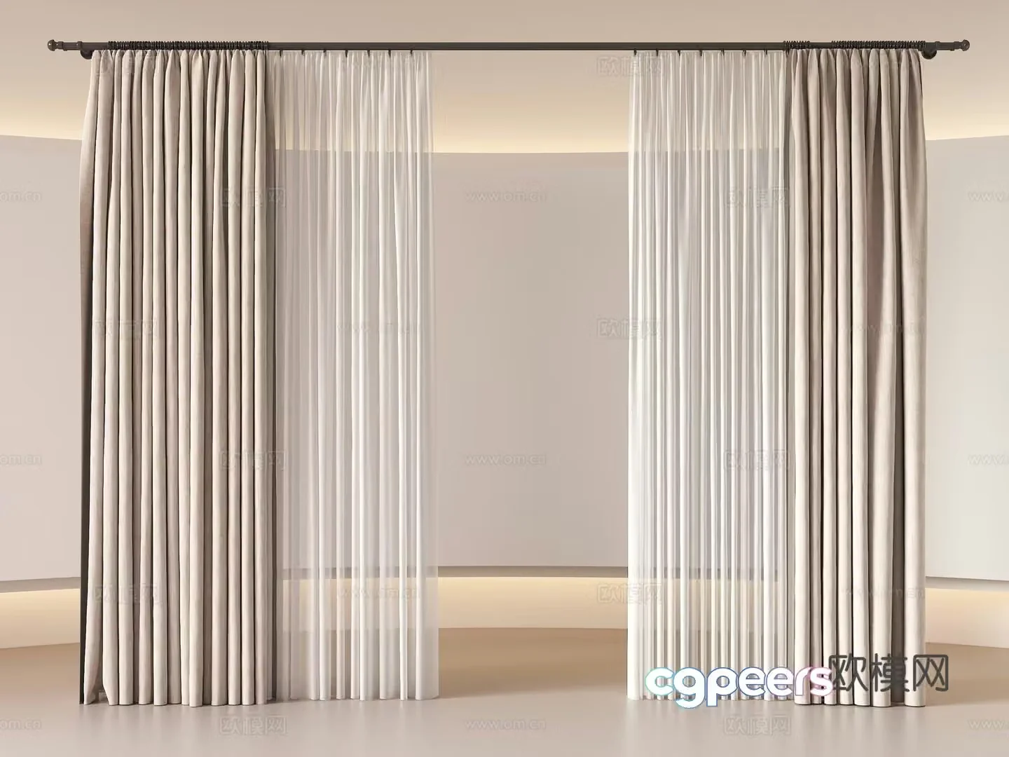 Modern curtains Cream curtains Gauze curtains Living room curtains Bedroom curtains 3d model