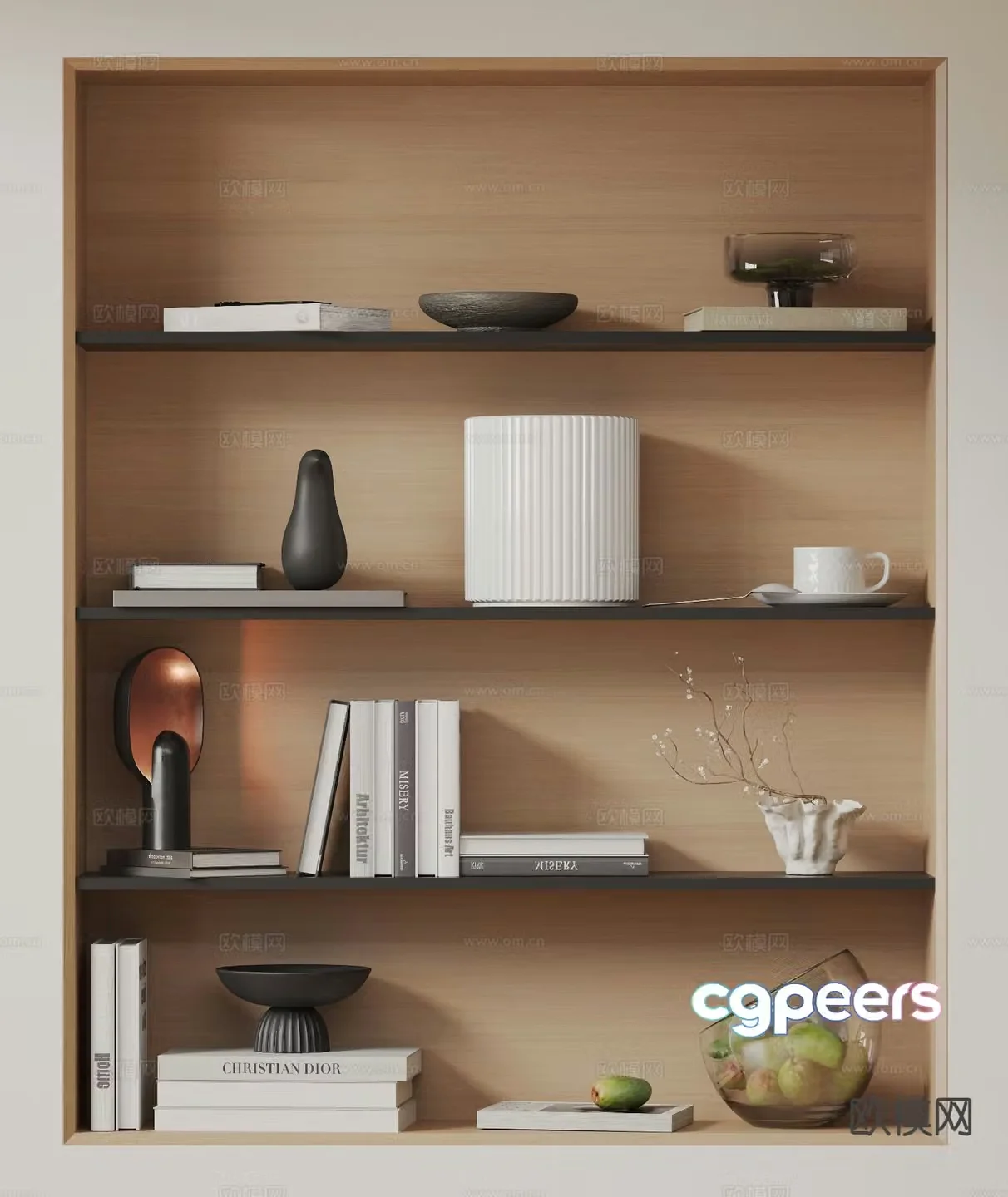 Modern decorations sculptures books 3d model