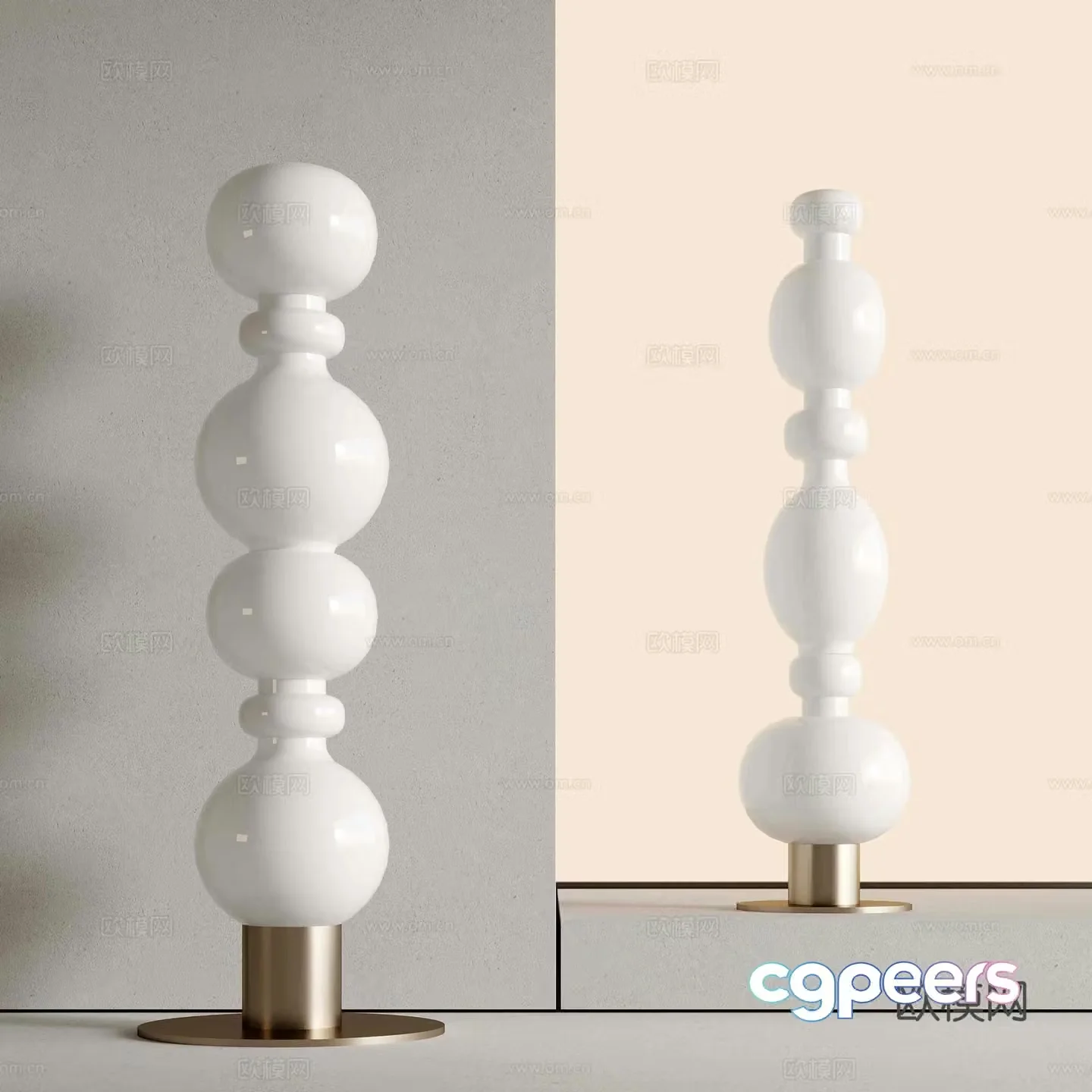 17 French Creamy Floor Lamp 3D Model
