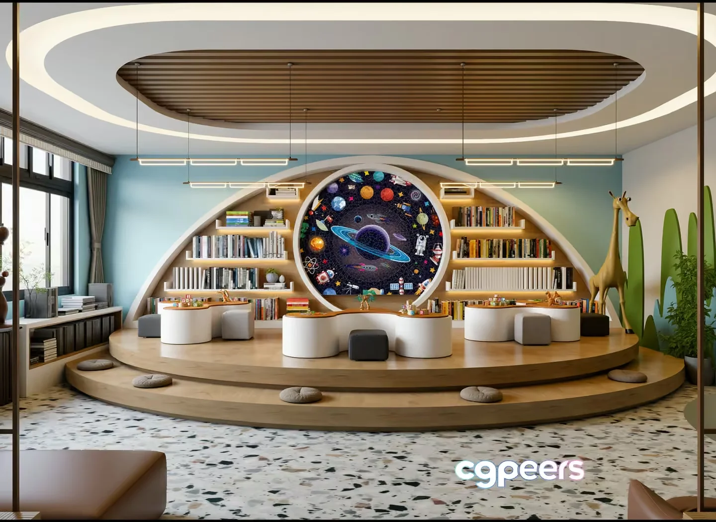 A Modern Library Room 3D Model – 13749 – VRAY Render
