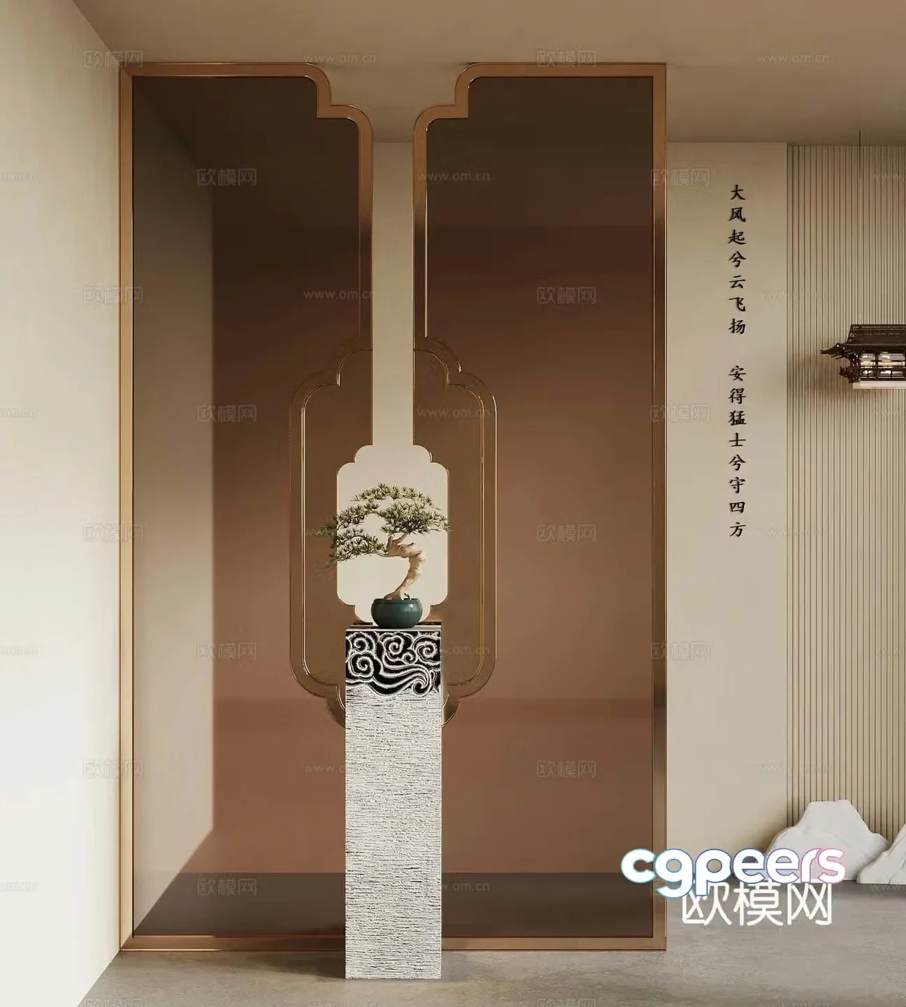 30 new Chinese style entrance partition potted 3D model