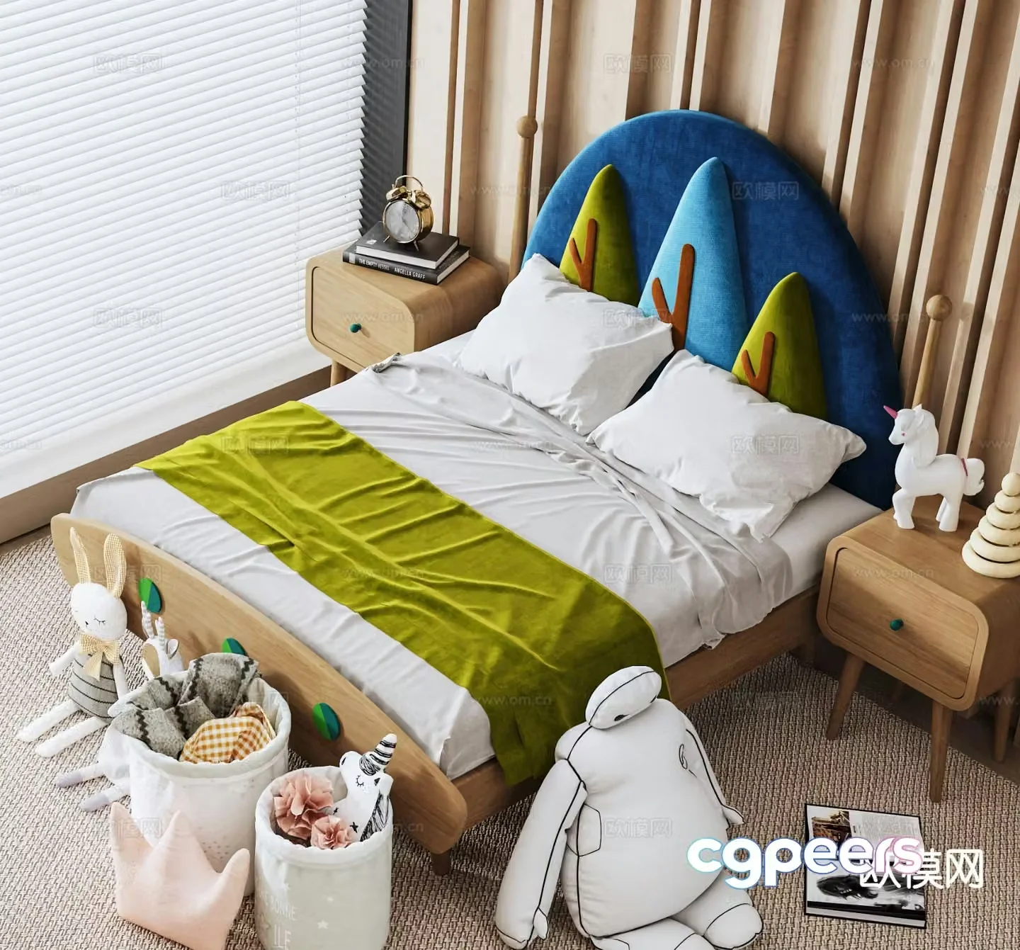Modern children’s bed boy bed 3d model