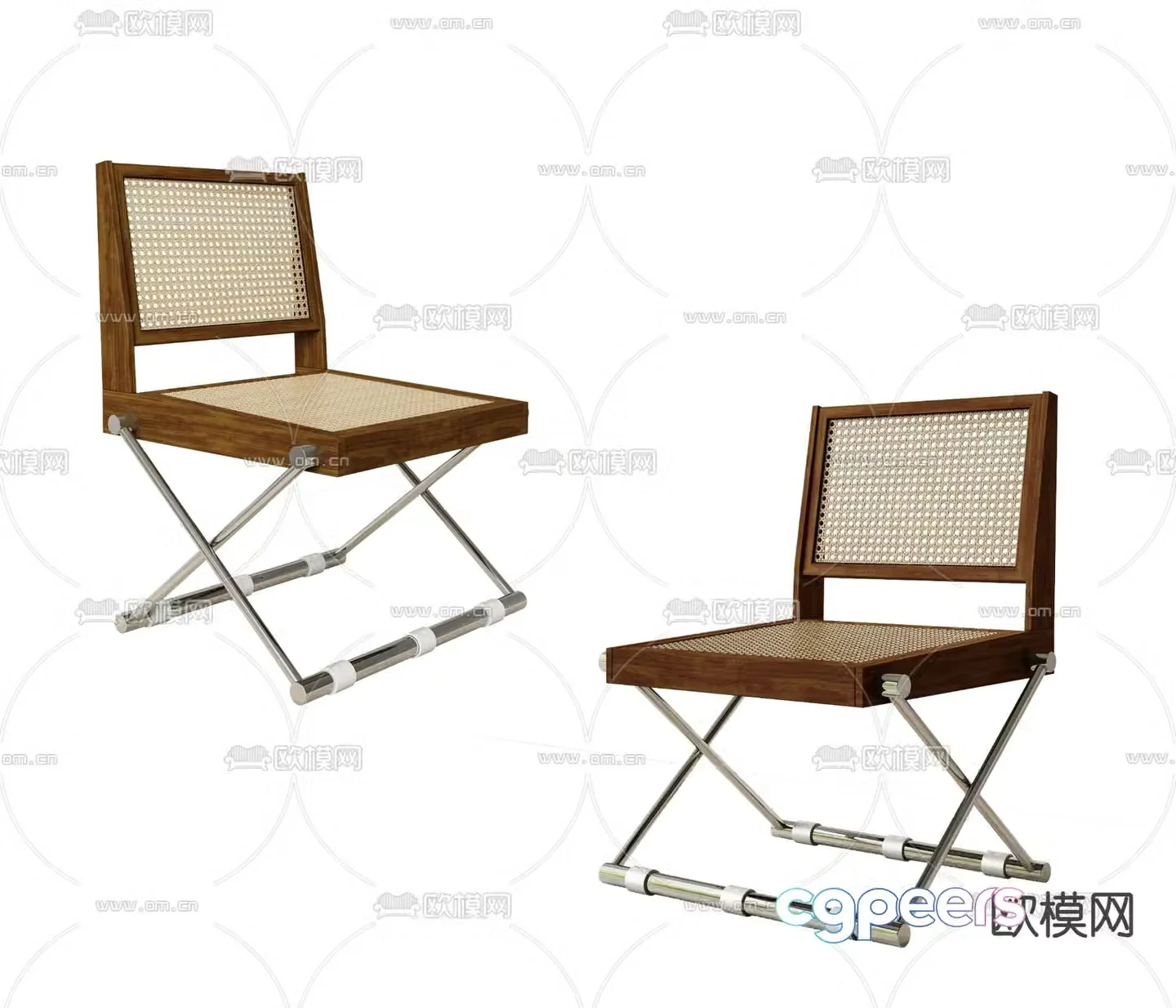 Modern rattan dining chair single chair 3d model