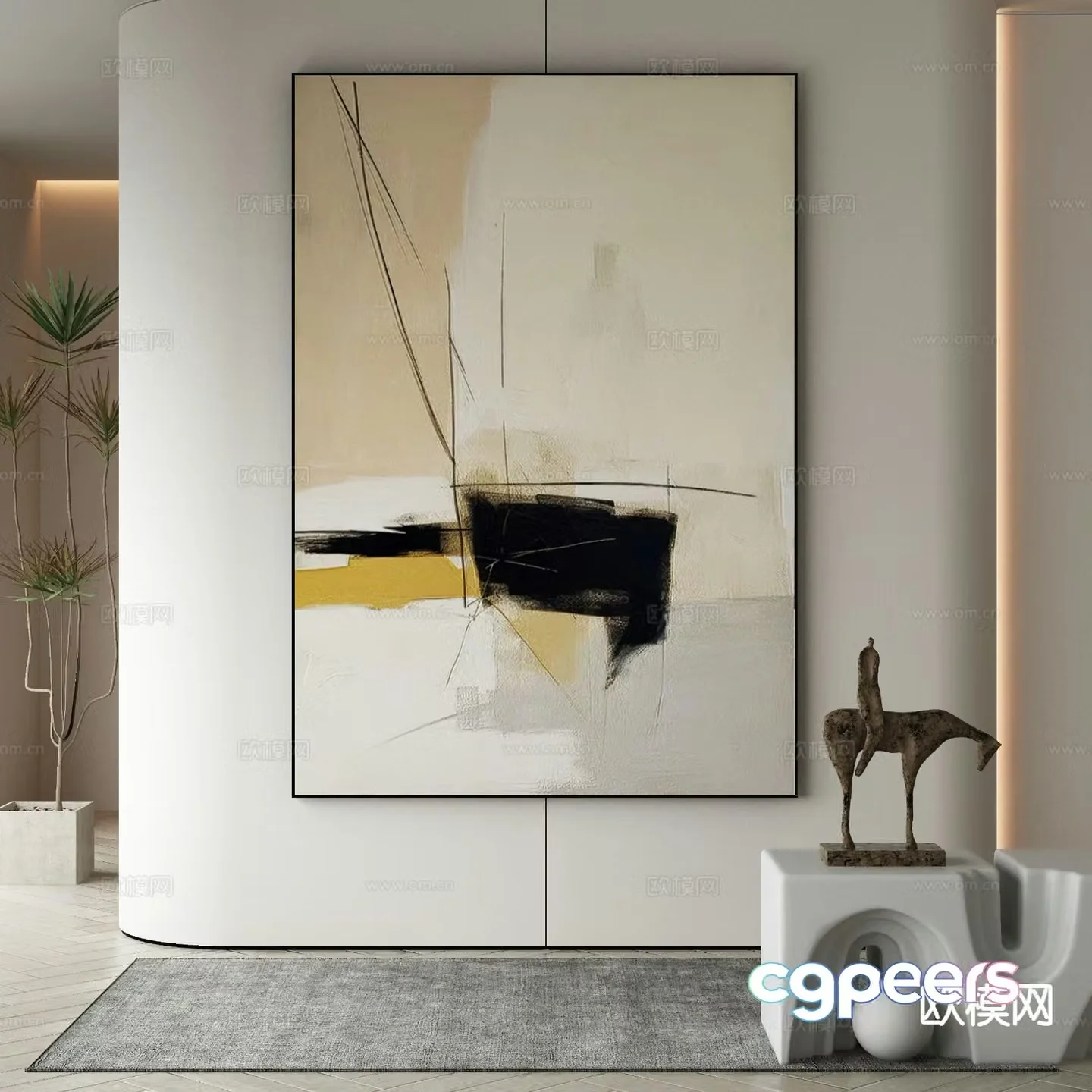 Modern decorative painting abstract painting 3d model