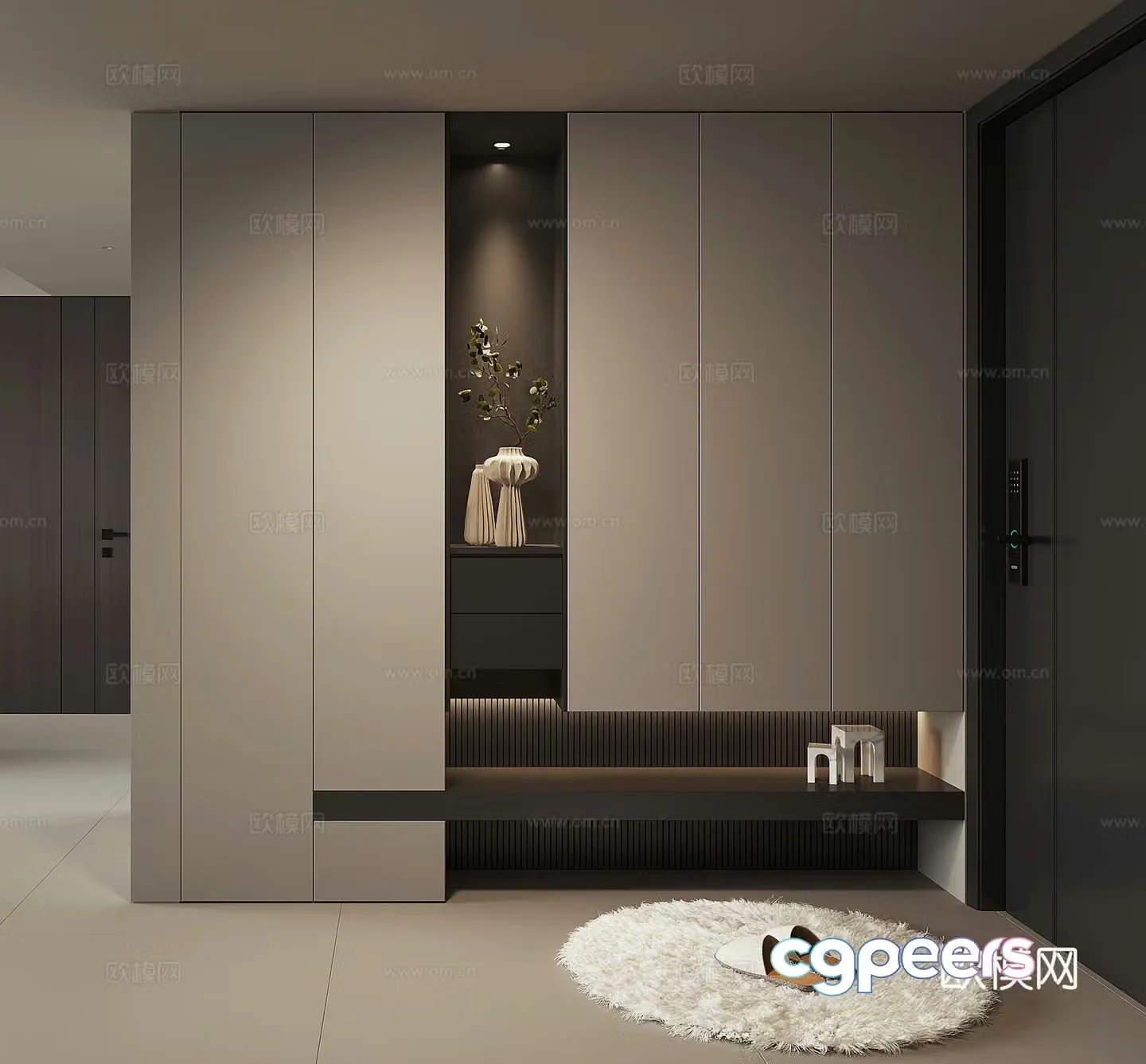 Modern home shoe cabinet 3D model