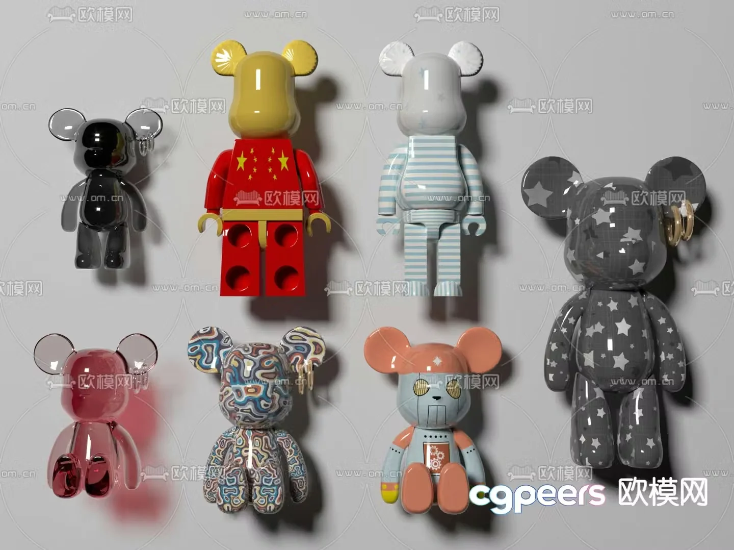 Modern violent bear toy ornament 3d model