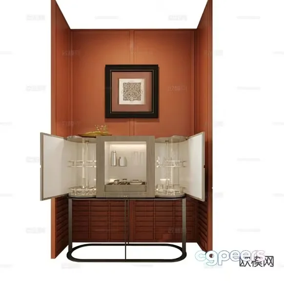 Wooden Display Cabinet 3D Model – 5261 – CORONA Render