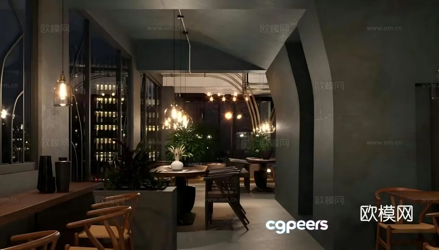 Wabi-sabi style cafe 3d model