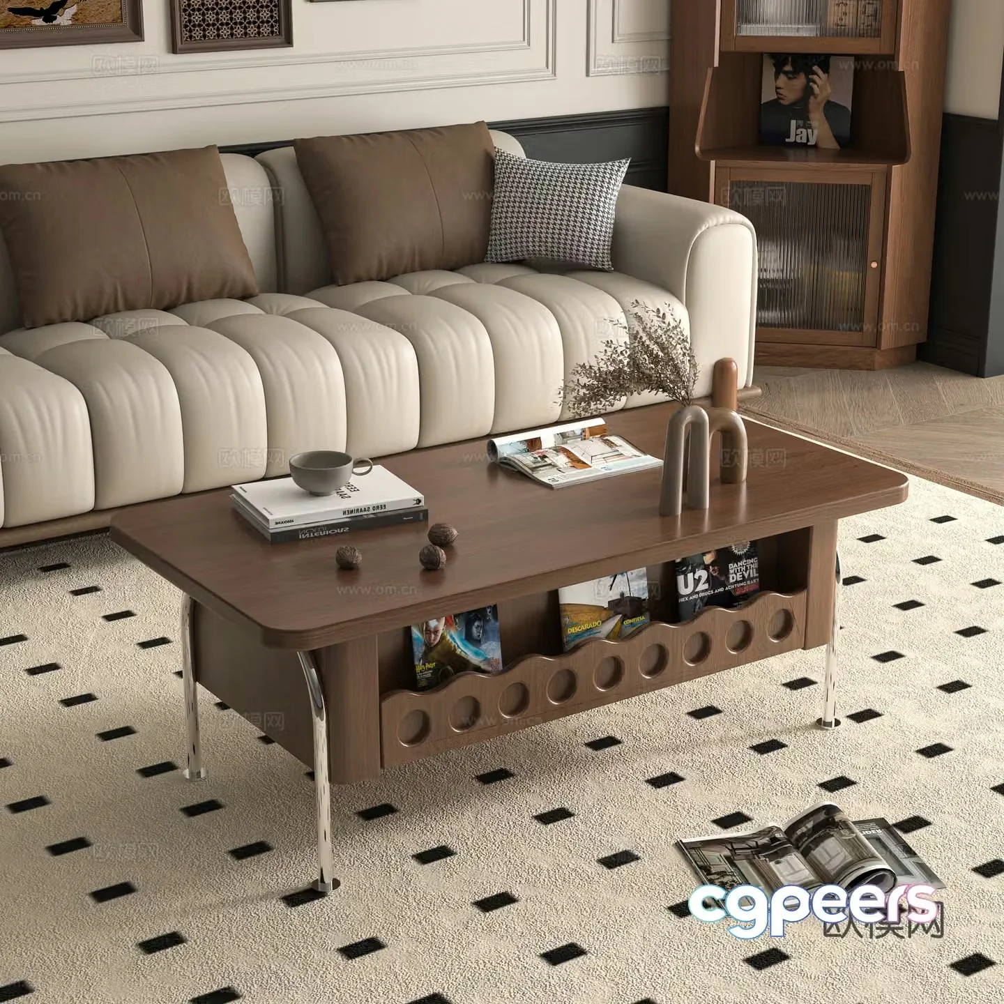 Middle-aged style coffee table 3D model