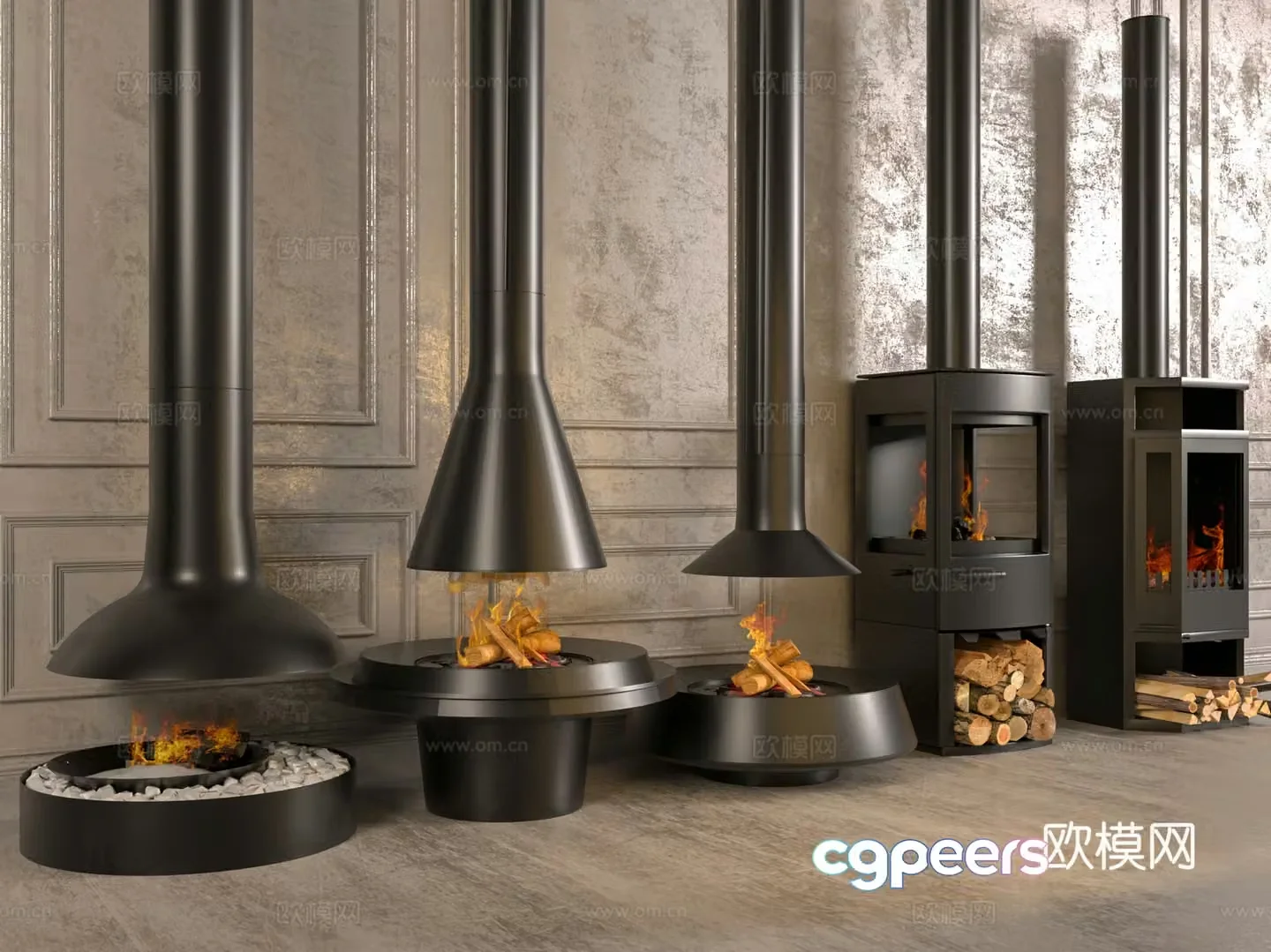 Modern minimalist fireplace wood stove electronic fireplace side stove stove 3d model