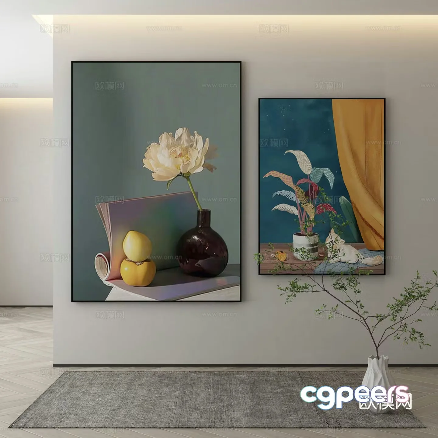 Modern decorative painting realistic oil painting 3d model
