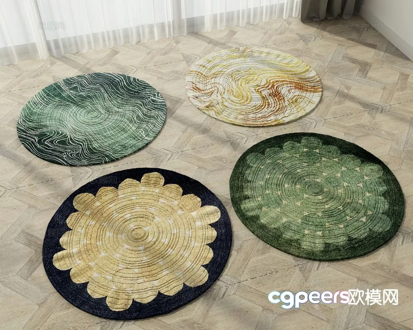 Modern round carpet 3d model