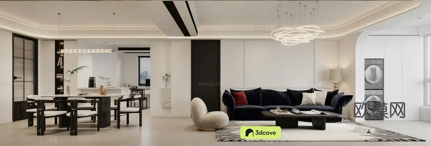 Modern living and dining room