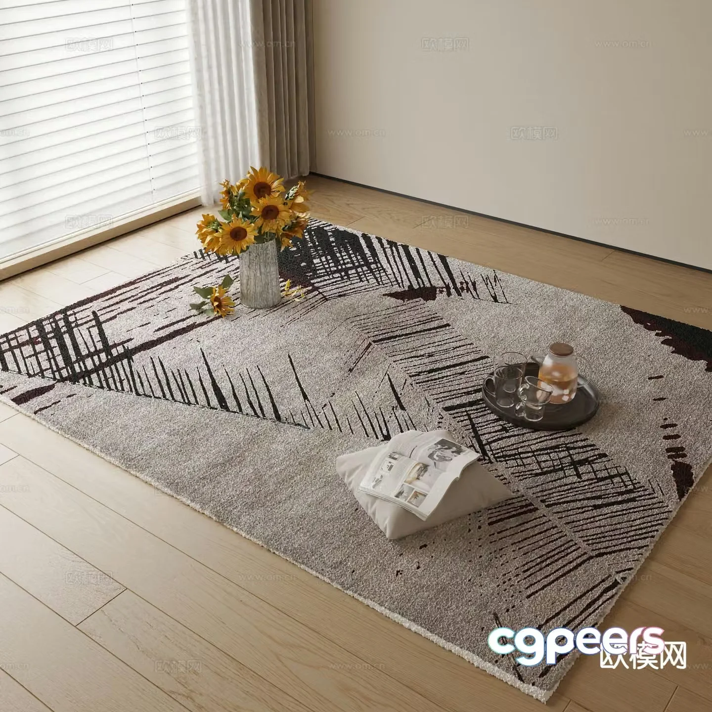 Decorative carpet square carpet 3d model