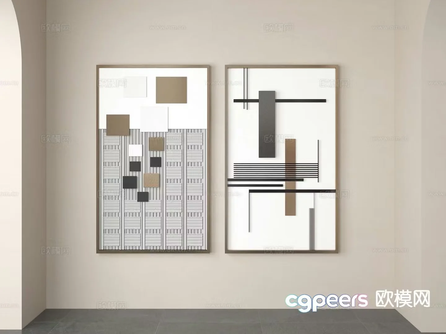 Geometric hanging painting art painting decorative painting 3d model