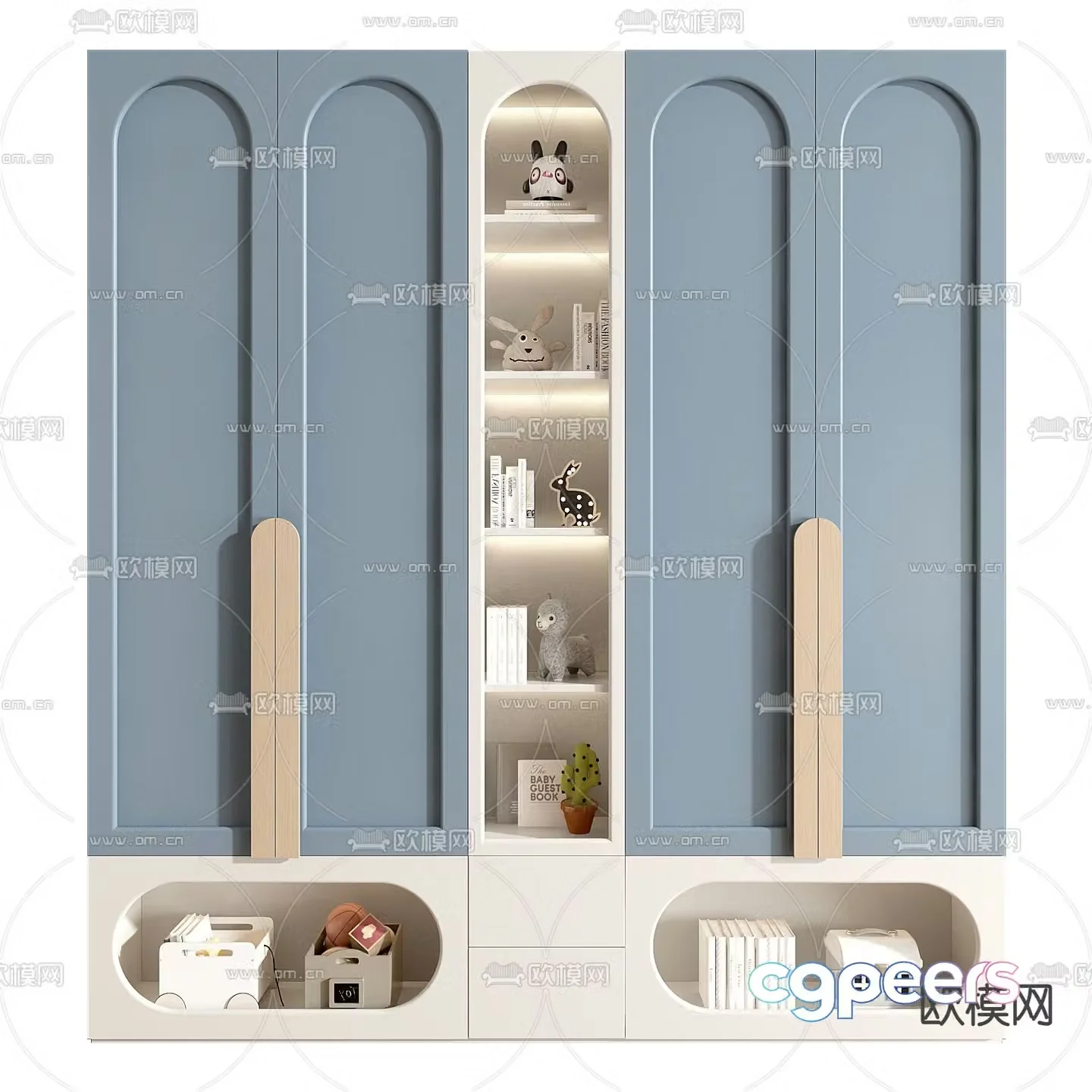 Children’s bookcase storage cabinet 3d model