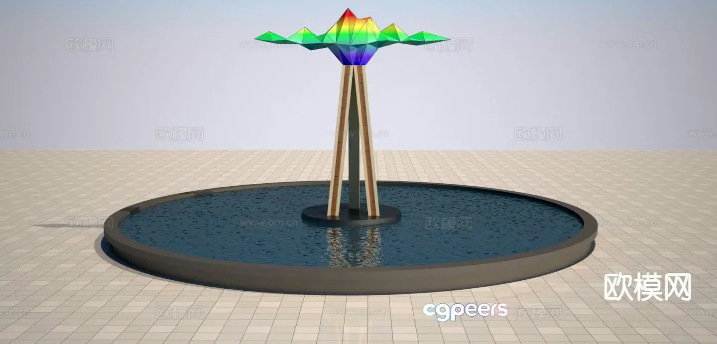 Abstract painted mountain sculpture 3d model