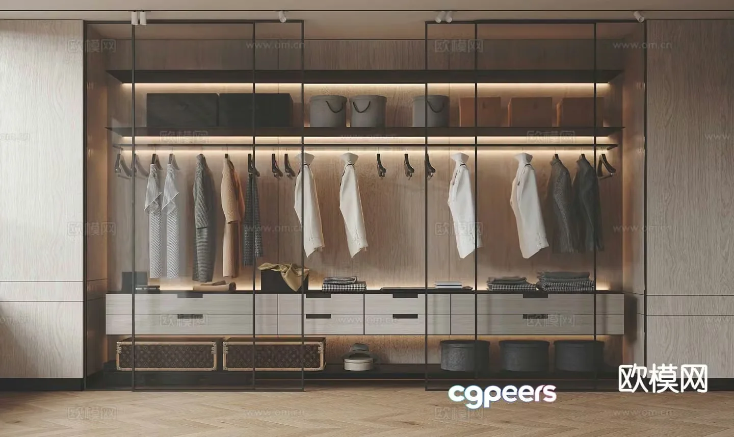Modern glass wardrobe wardrobe 3d model