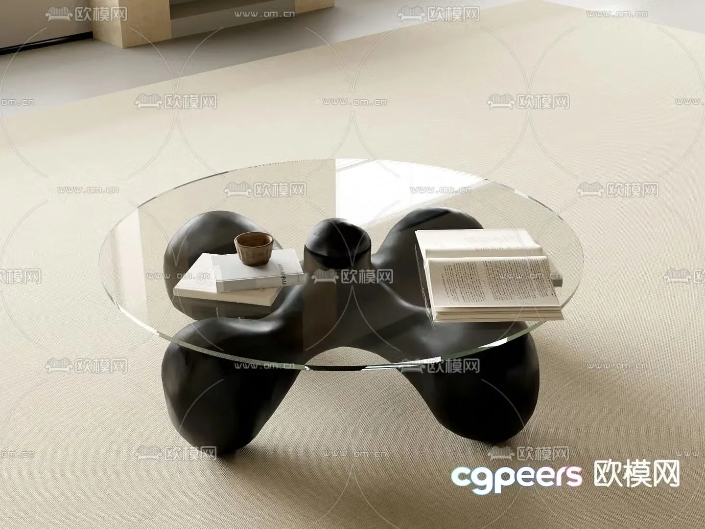 Round coffee table glass coffee table 3d model
