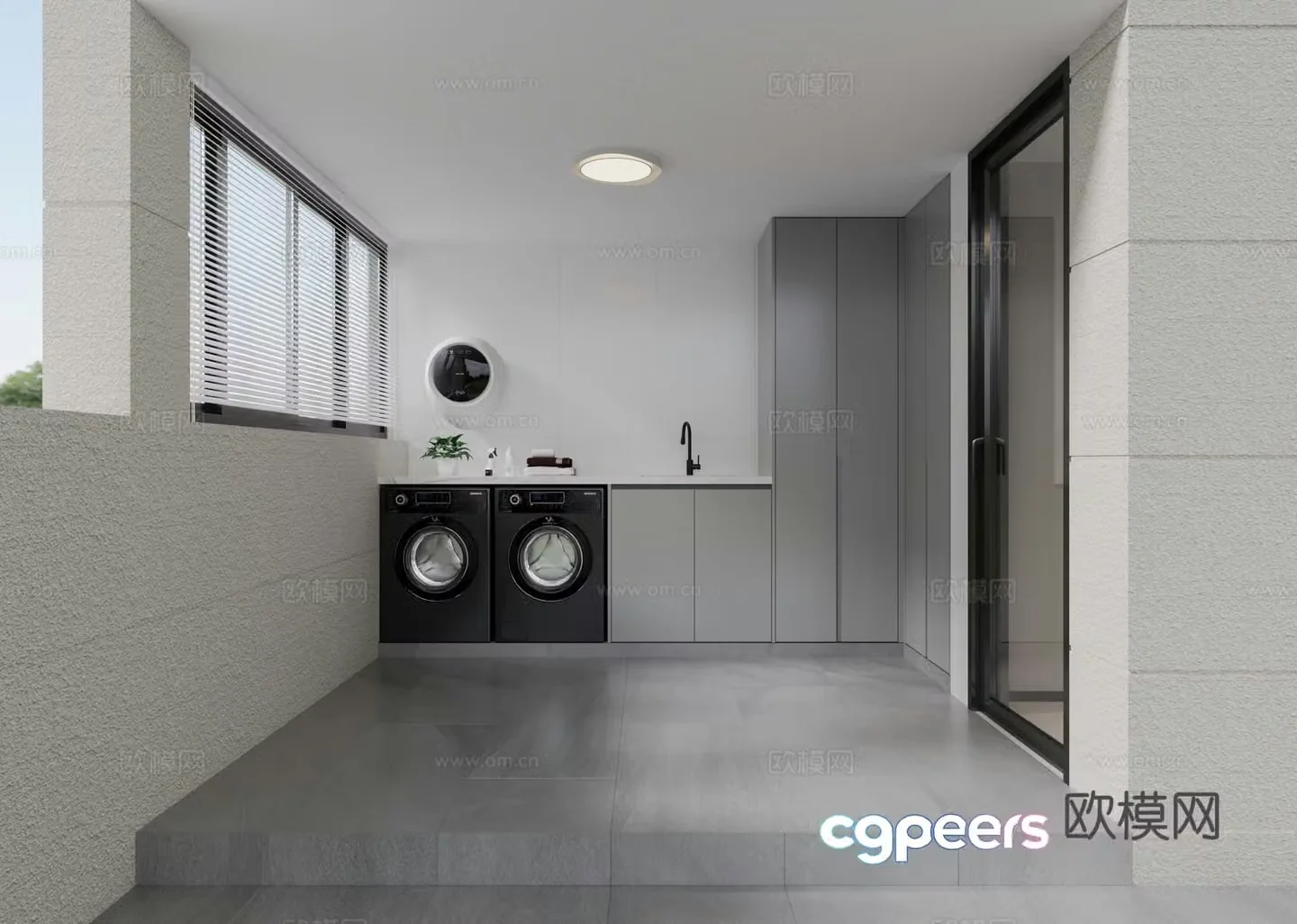 Living balcony laundry room 3d model