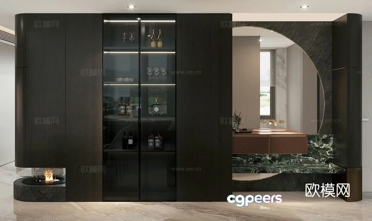 Modern wine cabinet finished wine cabinet glass wine cabinet 3D model