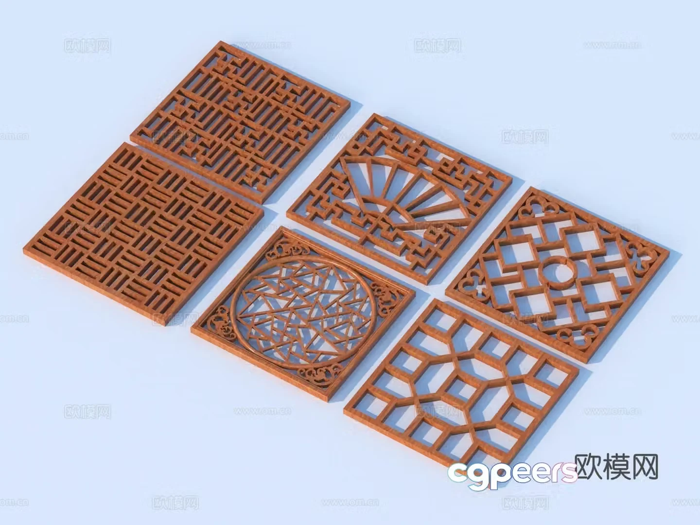 Carving window Grating window Hollow window Relief Wood carving 3D model