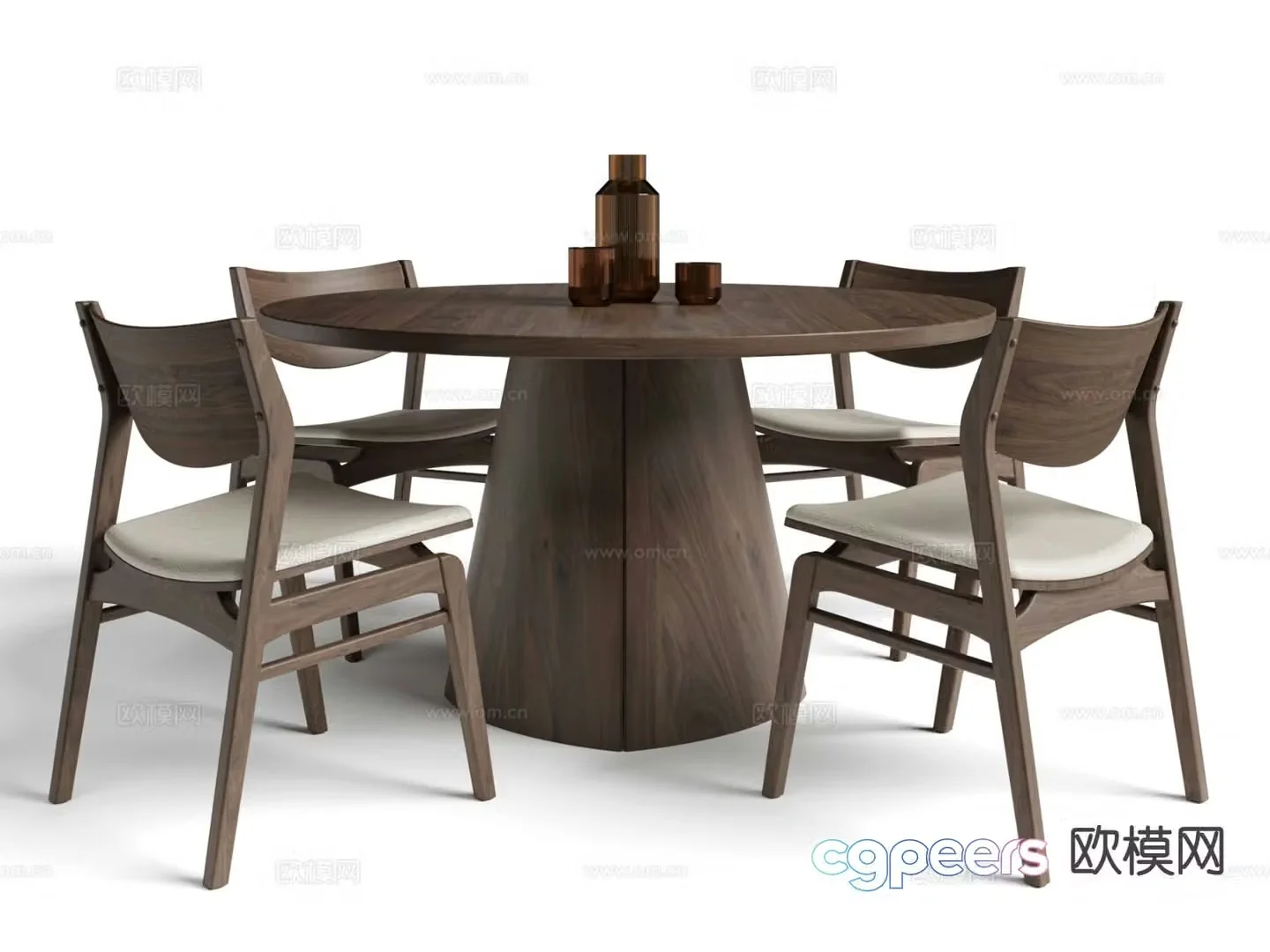 New Chinese style dining table and chairs round dining table and chairs 3d model