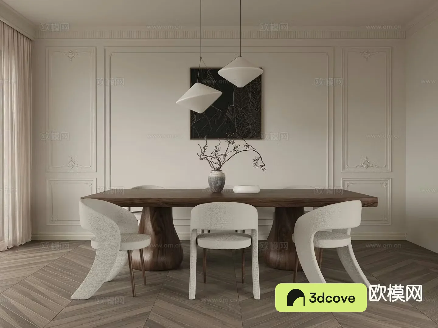 Wabi-sabi dining table and chairs