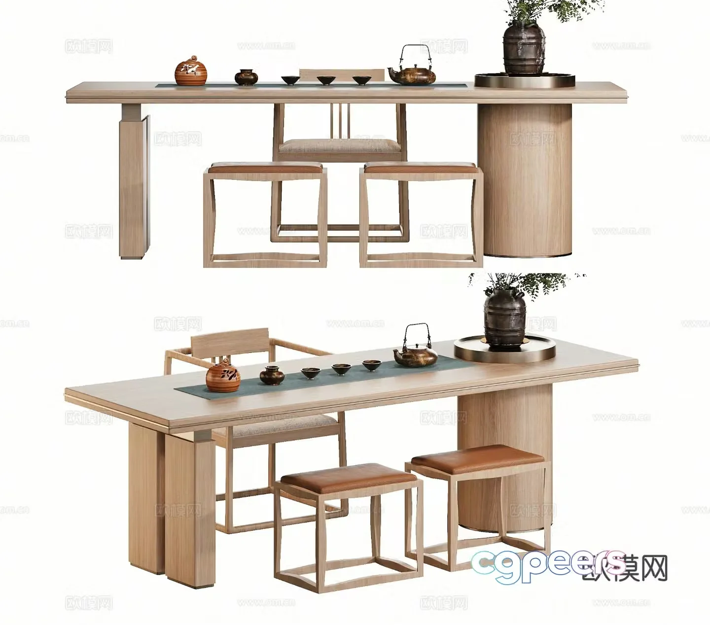 New Chinese style tea table tea table 3d model