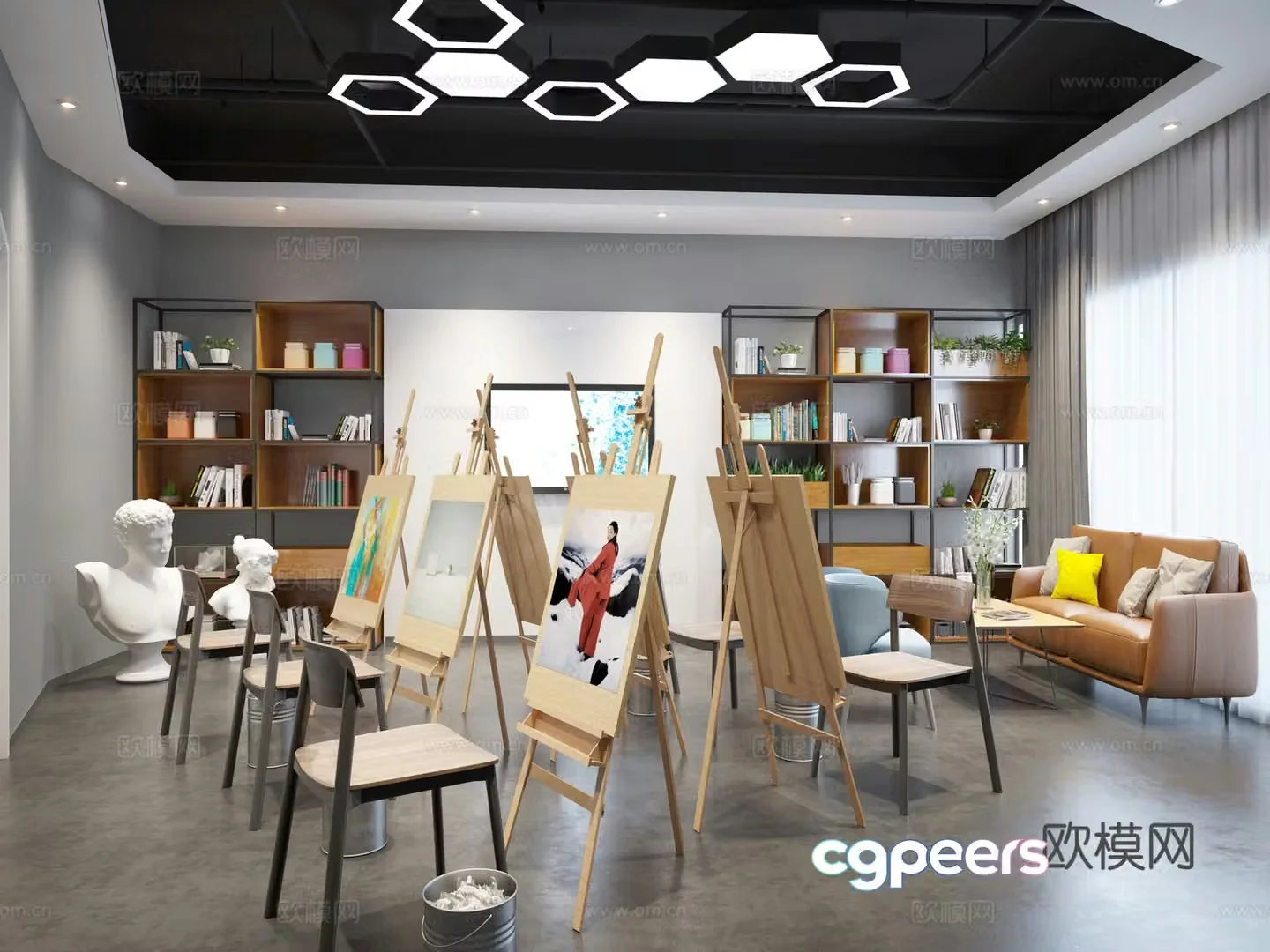 Modern studio training center 3d model