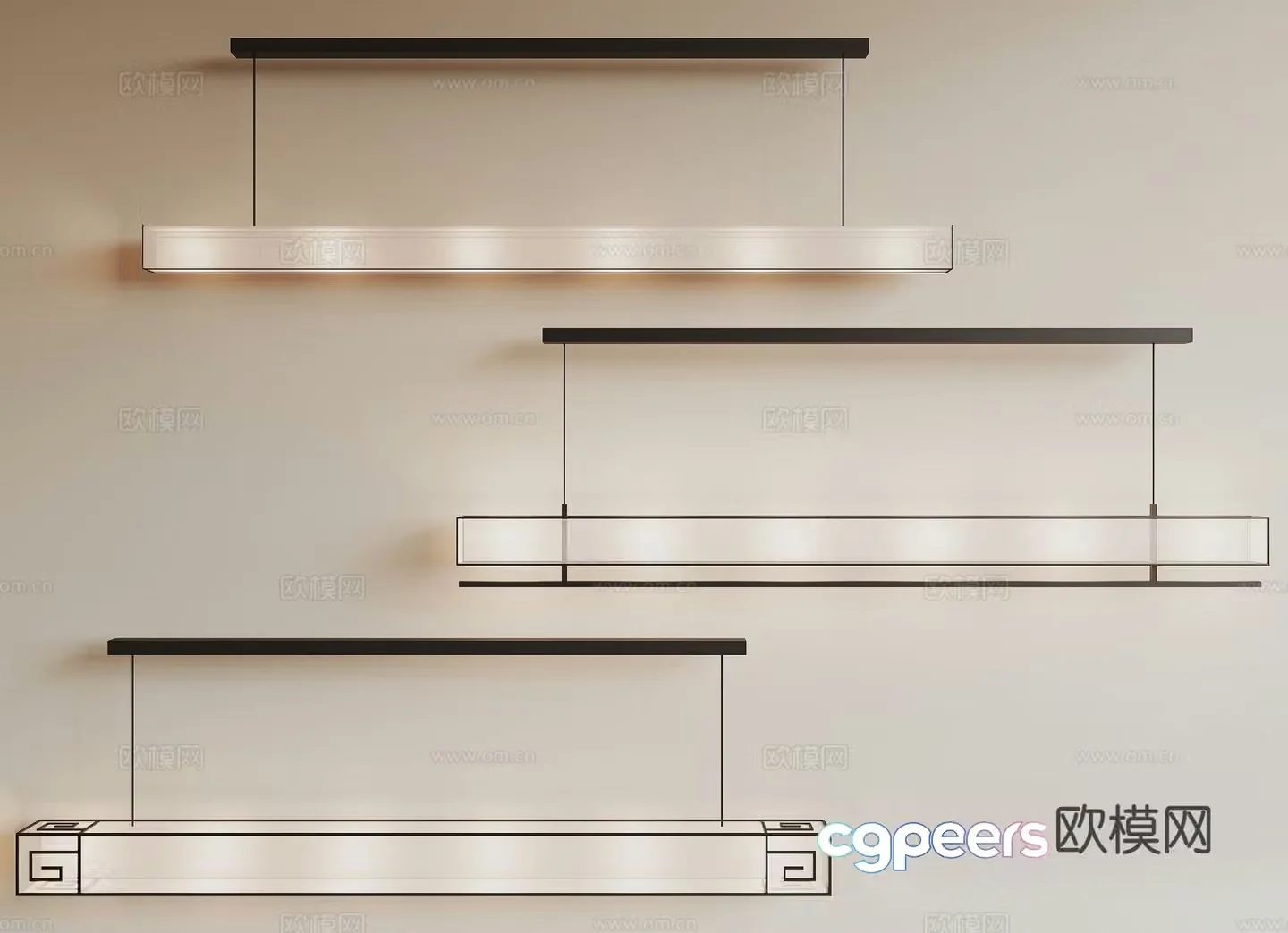 New Chinese style chandelier 3d model