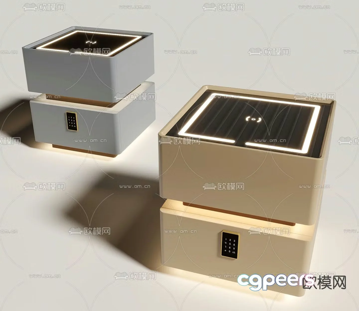 Smart bedside table safe password cabinet 3D model