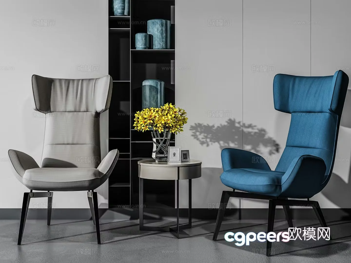 Modern leisure chair coffee table combination cloth chair decoration ornament 3D model