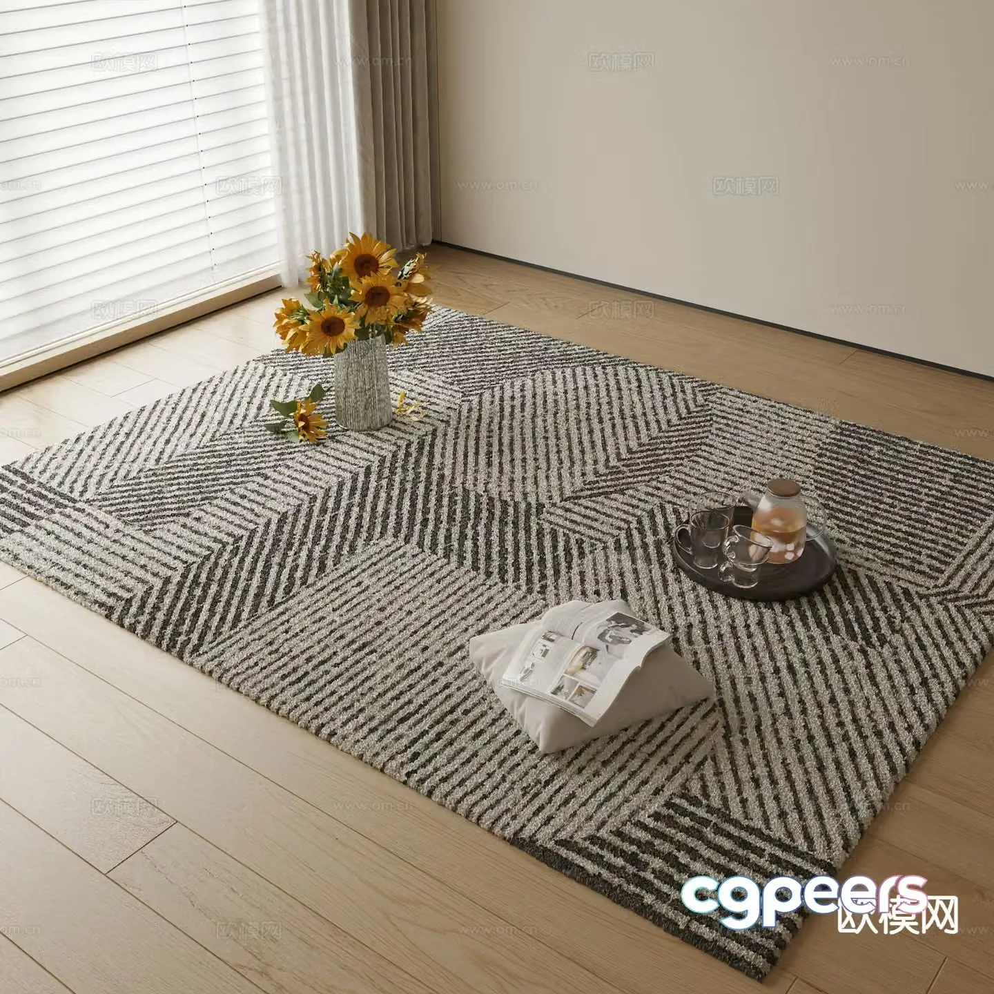 striped carpet square carpet 3d model
