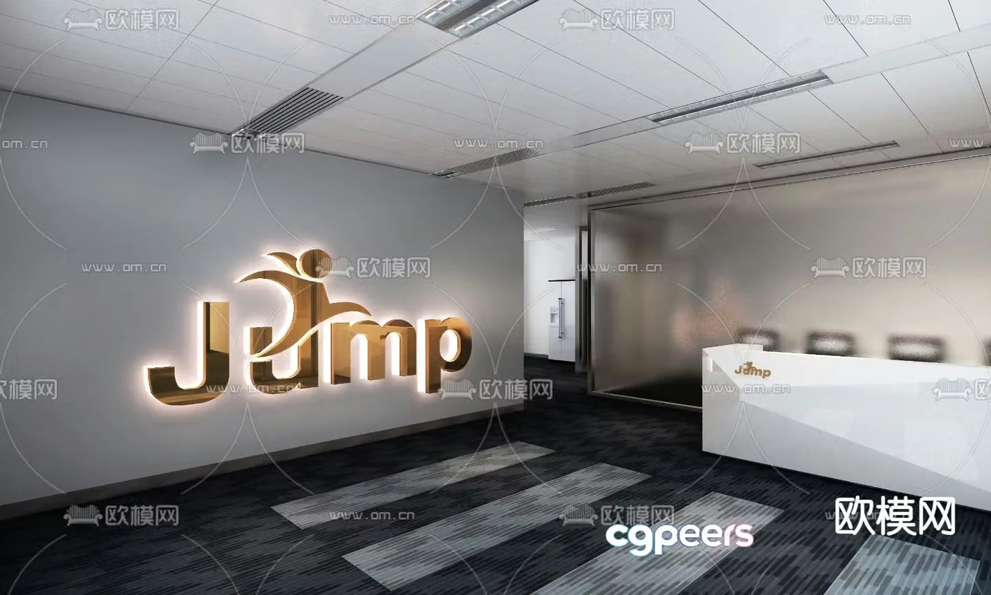 Office reception desk 3d model