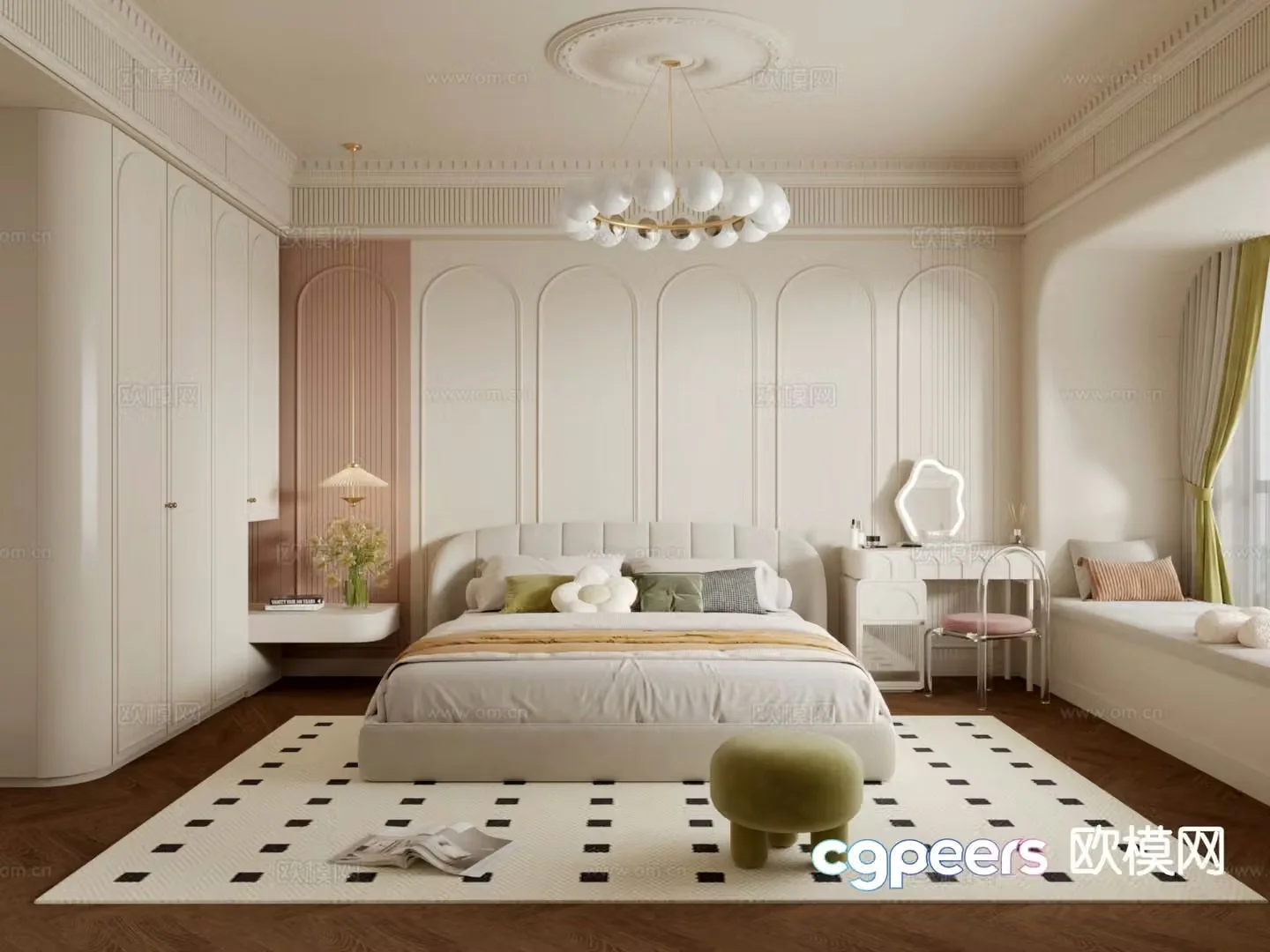 Cream style bedroom master bedroom 3d model