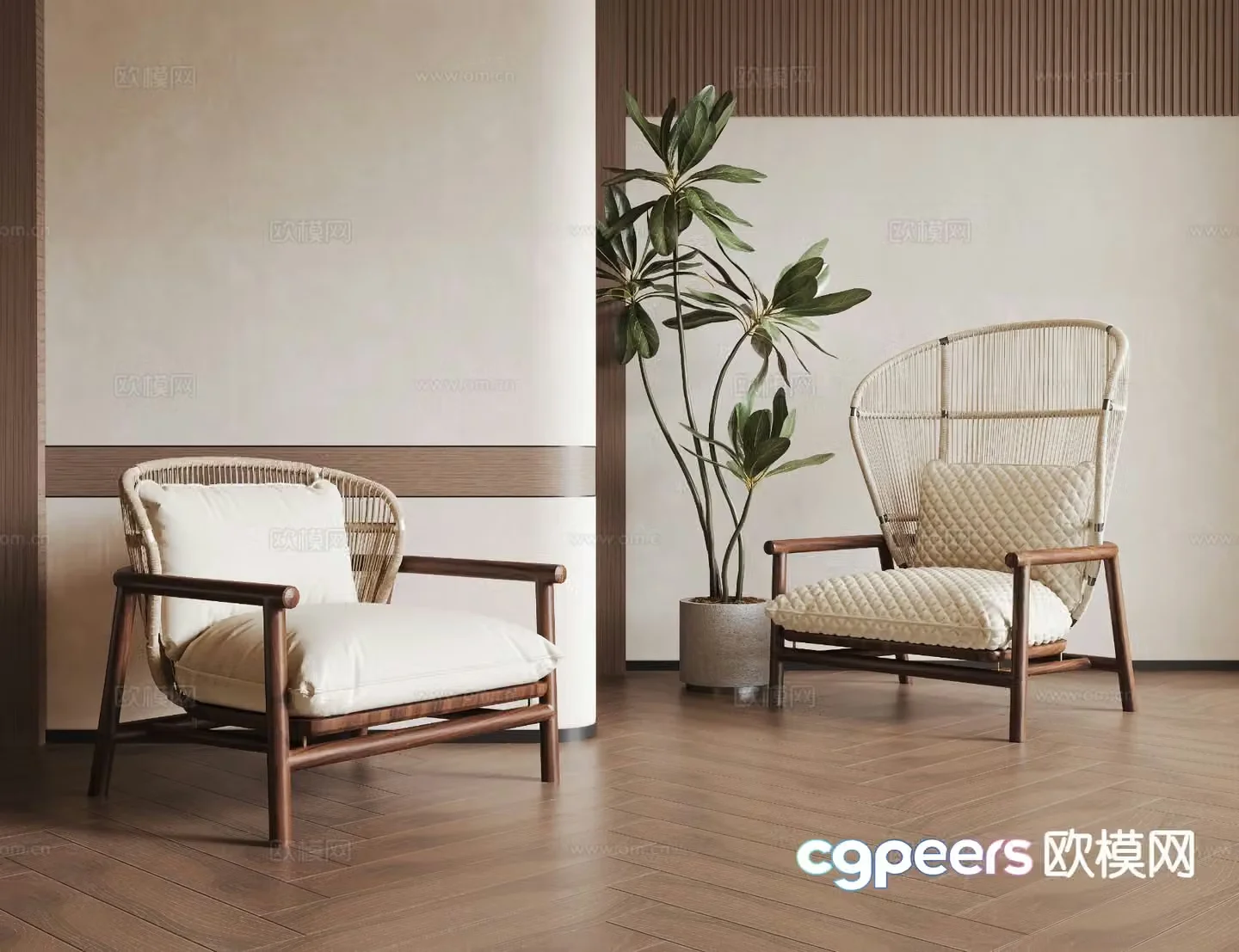 Wabi-sabi style leisure chair 3d model