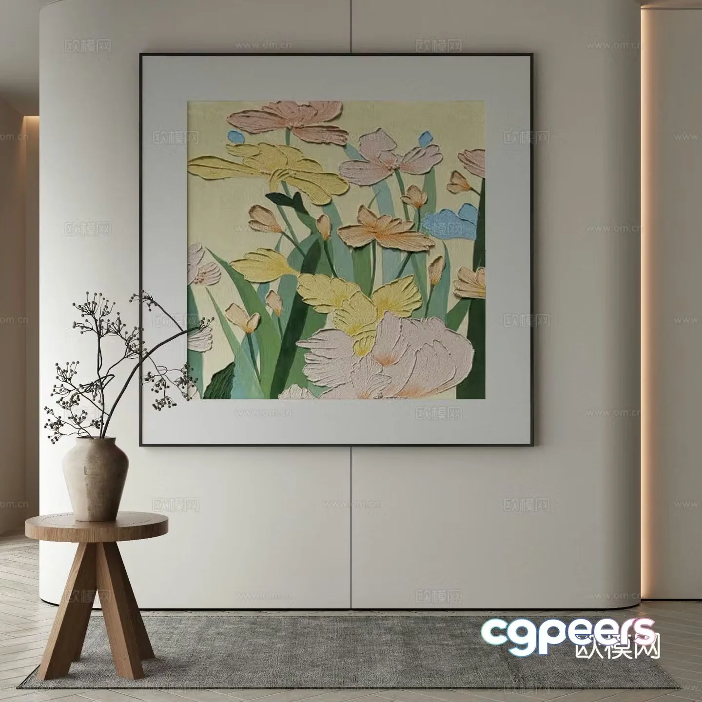 Modern texture painting decorative painting 3d model