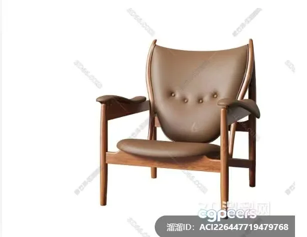 Wooden Leather Chair 3D Model – 14389 – VRAY Render
