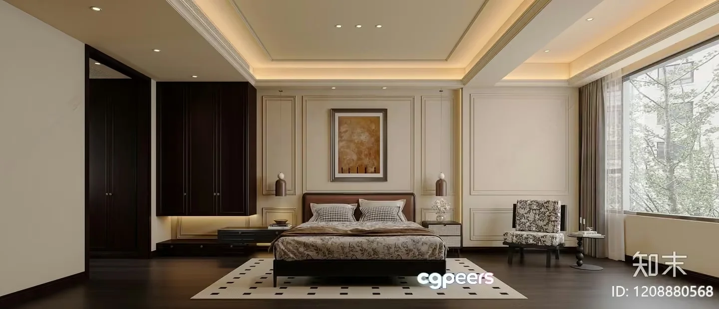 Cozy Modern Bedroom 3D Model – 4707 – VRAY Render
