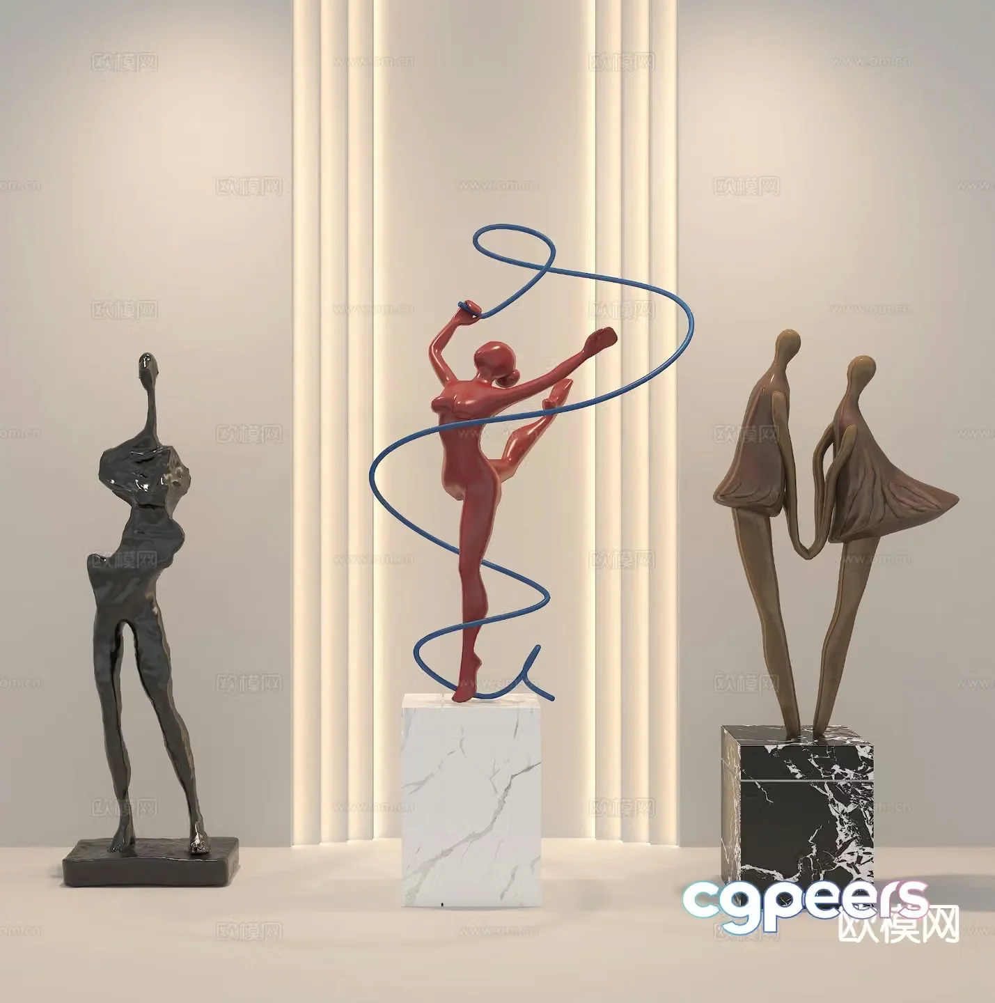 Art installation trendy ornaments sculpture ornaments figure sculpture 3D model