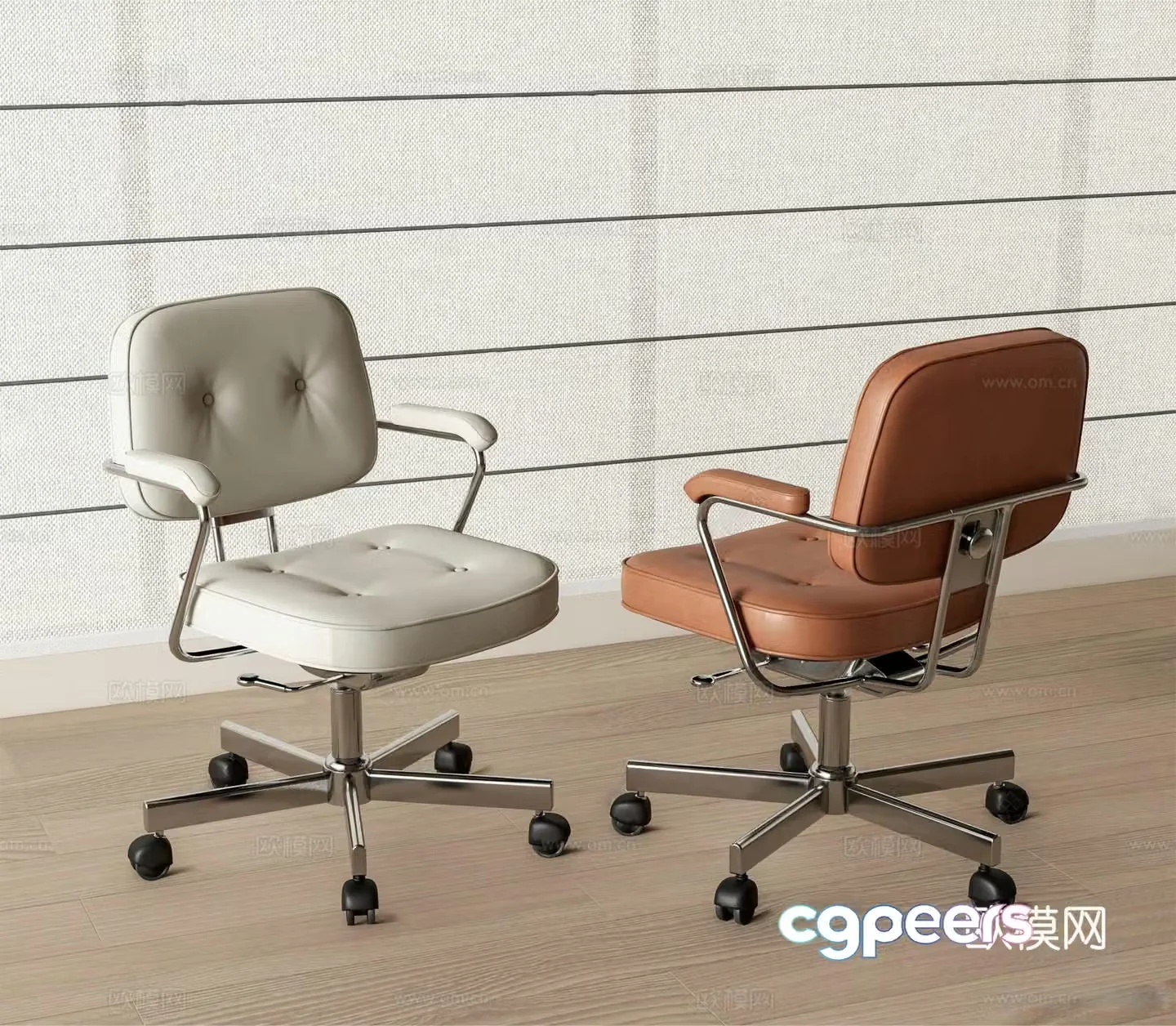 Modern office chair stainless steel chair leather chair conference chair leisure chair pulley 3d model