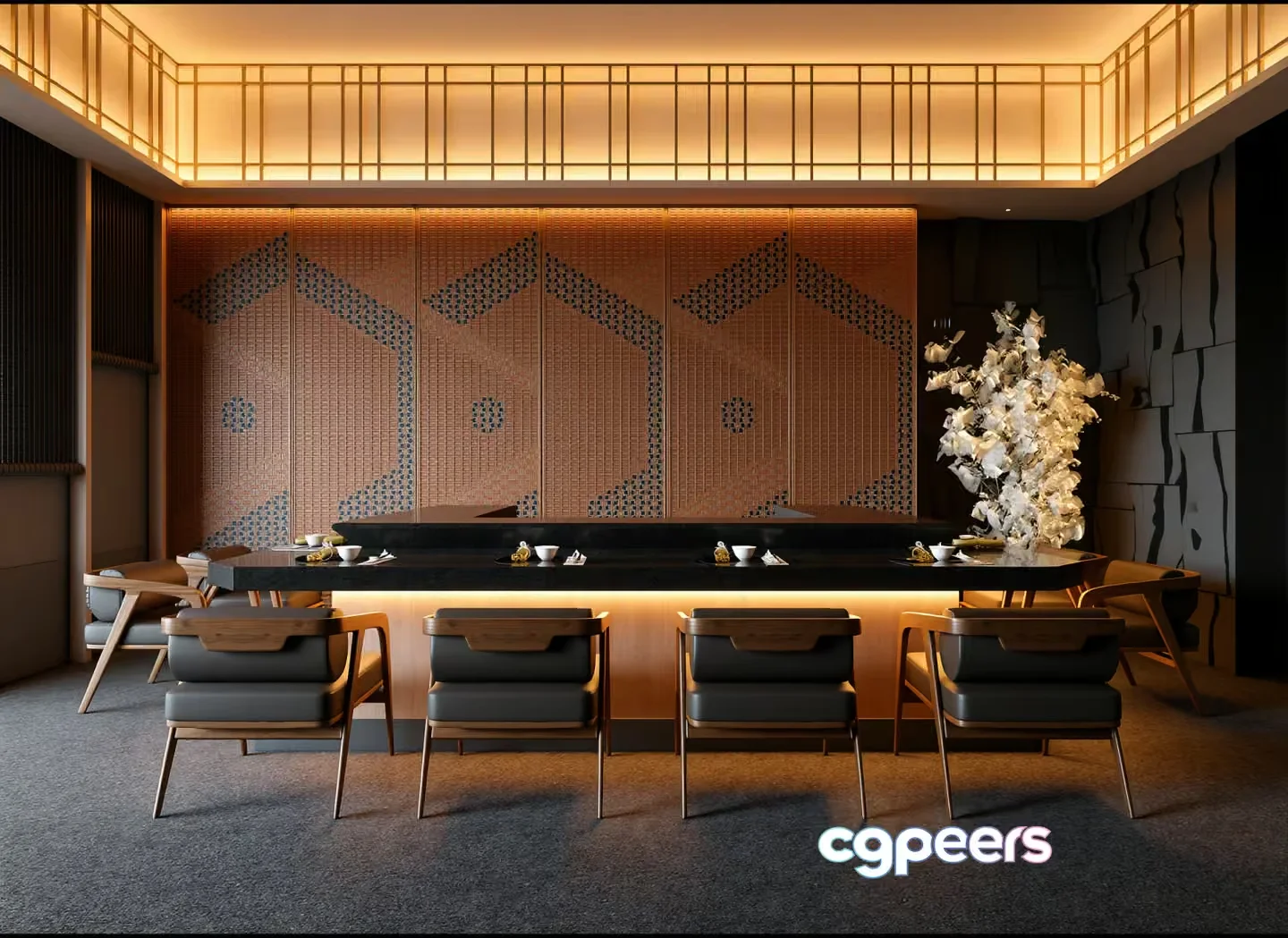 Modern Dining Area 3D Model – 22829 – VRAY Render