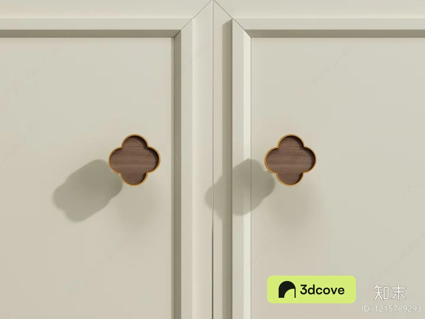 A Pair Of Doors With Four-Leaf Clover-Shaped Handles
