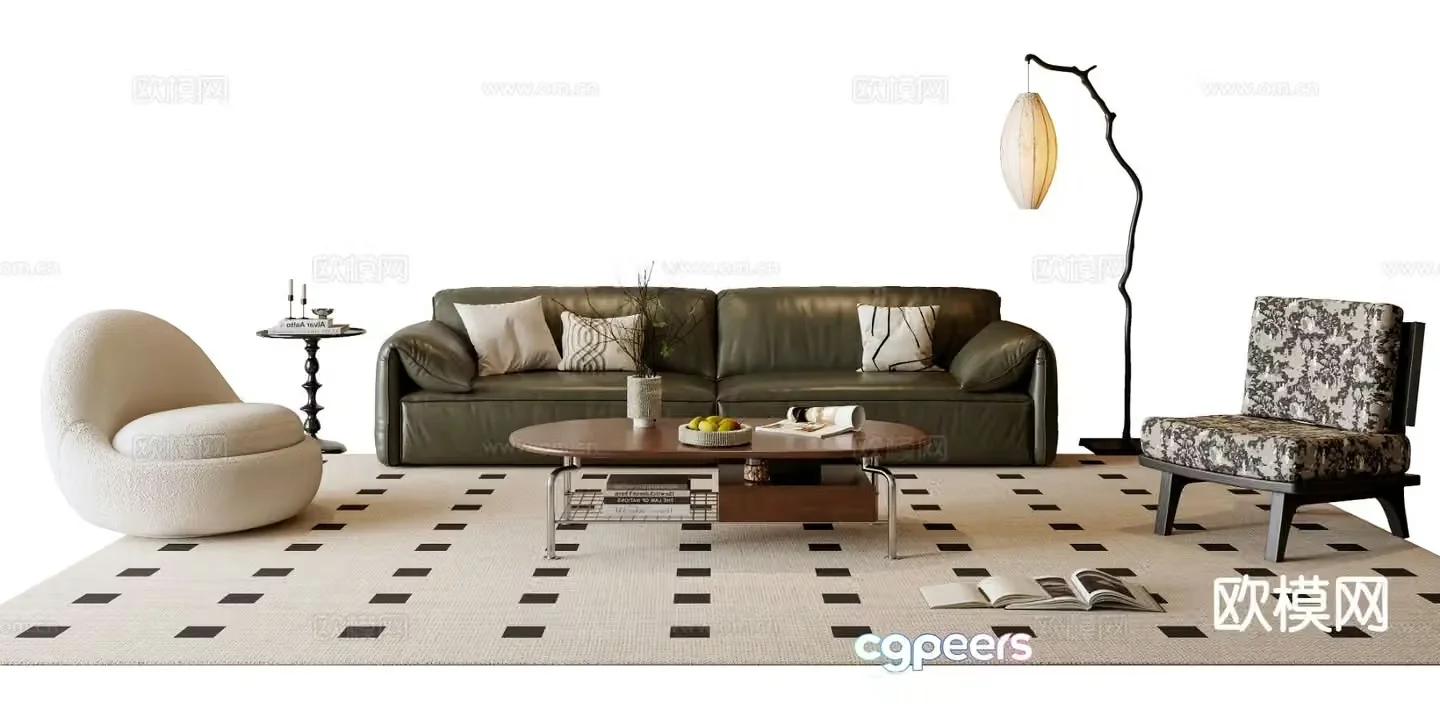 French sectional sofa 3d model