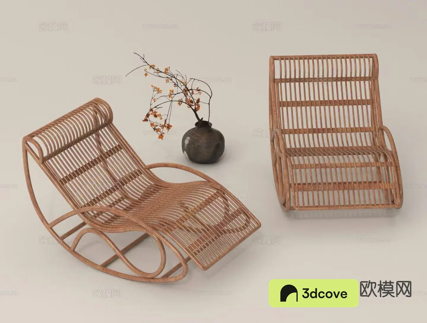 New Chinese rocking chair rattan chair recliner
