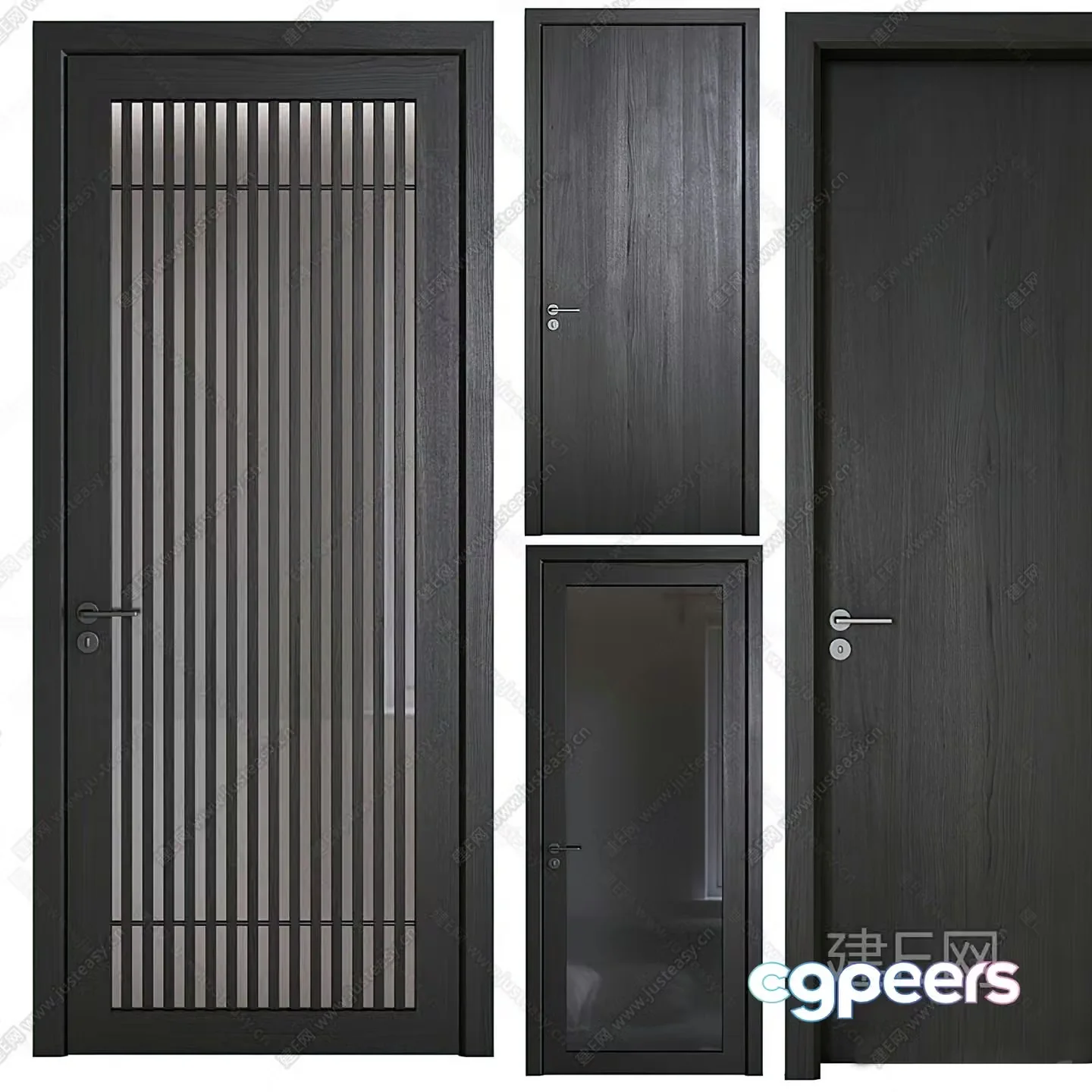 Modern Dark Wood Doors 3D Model – 561 – VRAY Render