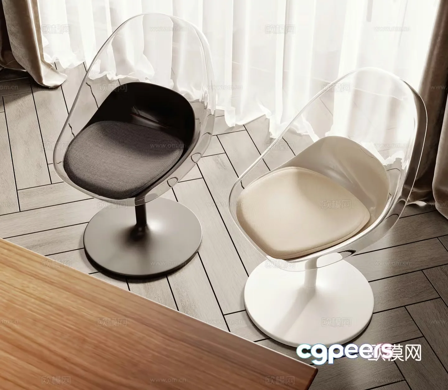 Modern acrylic chair transparent leisure chair 3d model